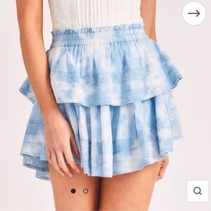 LoveShackFancy Pacific Indigo Ruffle Mini Skirt
